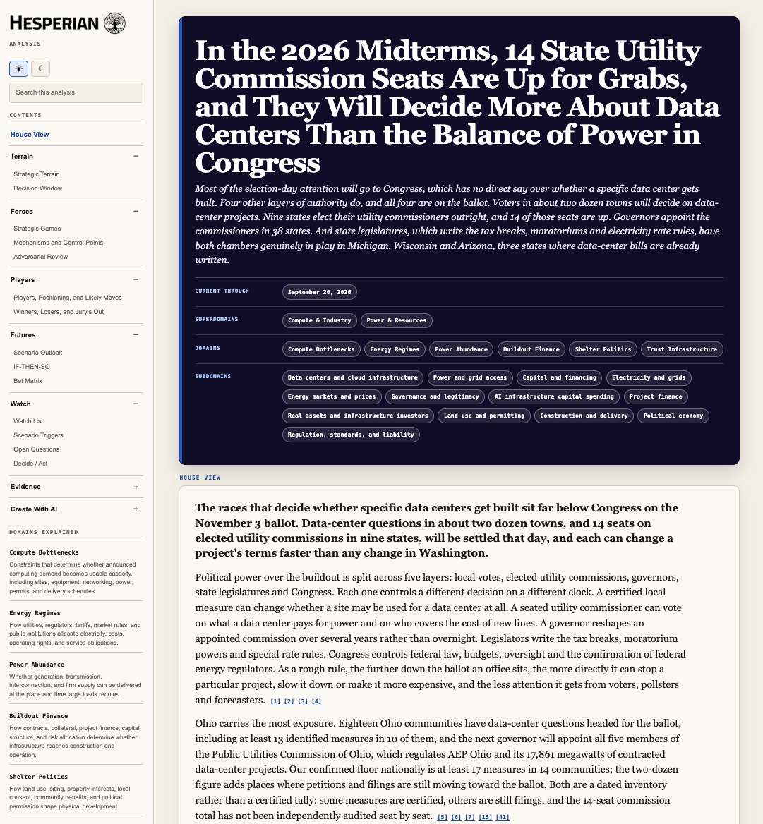 Hesperian Pro report on the 2026 midterms and data centers
